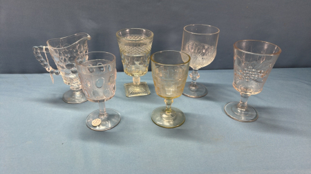 6 Vintage Glassware Pieces -See Notes