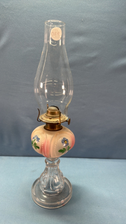 Coal Oil Lamp with Frosted Floral Font