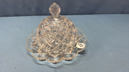 8in Pressed Glass Butter Dish