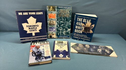 5 Toronto Maple Leaf Books & 15in Long Wall Plaque