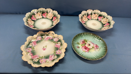 Assorted Green & Pink Floral China Lot -See Notes