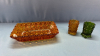 Amber Glass 9in Bowl and 2 -3in Toothpick Holders