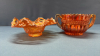 Carnival Glass 5in Fluted Bowl & Open Sugar Bowl - 3