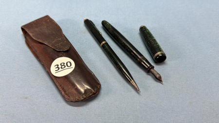 Parker Vacumatic Pen & Pencil Set in Leather Pouch