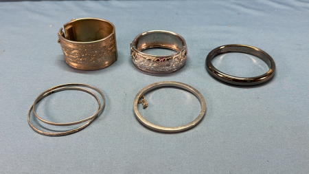 4 Bangles and 2 Hinged Cuff Bracelets