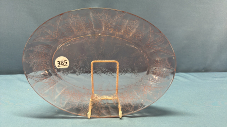 Pink Depression Glass 11in Long Oval Plate