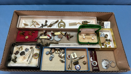 Asst. Cuff Links, Tie Pins, Key Chains, Pins etc.