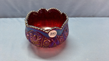 Red Carnival Glass Bowl 4.5in High