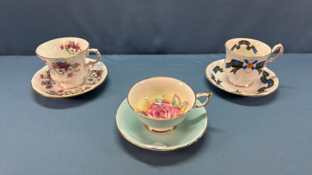 3 Paragon Tea Cups and Saucers