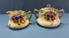 Hand Painted Violet Pattern Cream & Sugar Set - 4