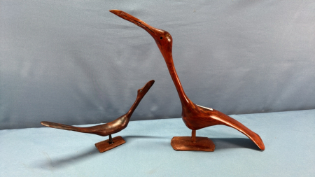 2 Wooden Bird Figures