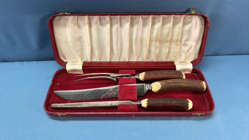 Bone Handled Carving Set in Case