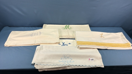 8 Pairs Embroidered Pillow Cases -See Notes