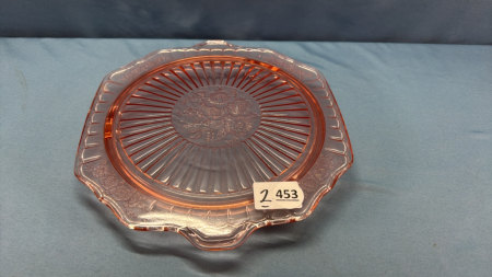 Pink Depression Glass 11in Footed Plate