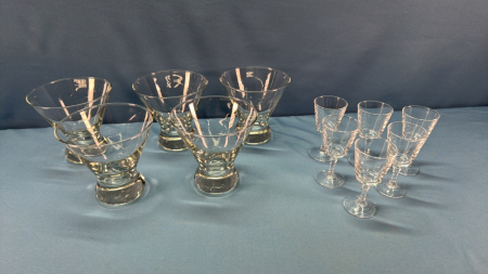 6 -4in Brandy Glasses & 5 -4.5in Cocktail Glasses