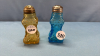 Blue & Amber Glass 4in High Salt & Pepper Shakers - 2