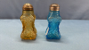 Blue & Amber Glass 4in High Salt & Pepper Shakers - 3