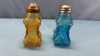 Blue & Amber Glass 4in High Salt & Pepper Shakers - 4