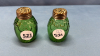 Green Glass 3in High Salt & Pepper Shakers