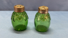 Green Glass 3in High Salt & Pepper Shakers - 4