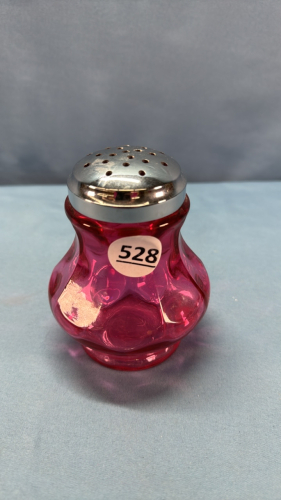 Cranberry Glass Thumbprint Sugar Shaker