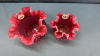 2 Fenton Opalescent & Cranberry Hobnail Bowls - 3