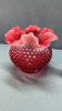 2 Fenton Opalescent & Cranberry Hobnail Bowls - 5