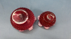 2 Fenton Opalescent & Cranberry Hobnail Bowls - 6