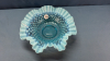 Opalescent & Blue Glass Fluted Bowl - 2