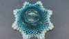 Opalescent & Blue Glass Fluted Bowl - 6