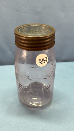 1 Qt. Purple Tint Beaver Jar -See Notes