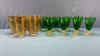 8 Green Footed Custard Cups & 5 -5in Water Glasses - 2