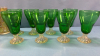 8 Green Footed Custard Cups & 5 -5in Water Glasses - 3