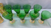 8 Green Footed Custard Cups & 5 -5in Water Glasses - 4