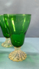 8 Green Footed Custard Cups & 5 -5in Water Glasses - 5