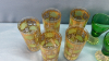 8 Green Footed Custard Cups & 5 -5in Water Glasses - 7