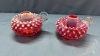 Fenton Opalescent Cranberry Hobnail Candle Holders