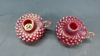 Fenton Opalescent Cranberry Hobnail Candle Holders - 3