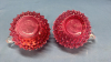 Fenton Opalescent Cranberry Hobnail Candle Holders - 5