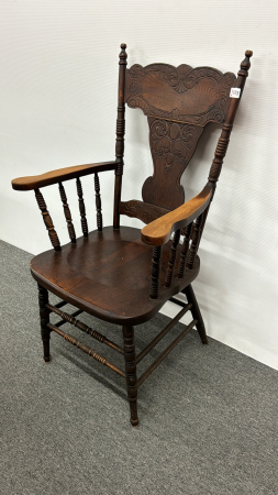 Antique Pressed Back Arm Chair