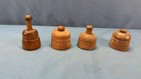 4 Miniature Wooden Butter Presses