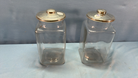 2 Glass Counter Jars with Lids -See Notes