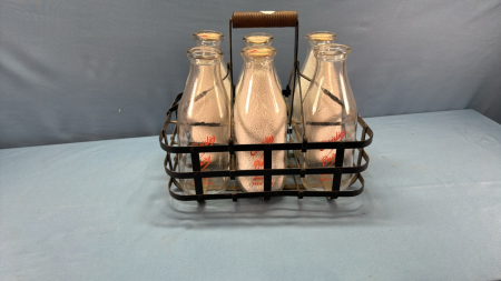 Metal Milk Bottle Carrier with 6 Christies Bottles