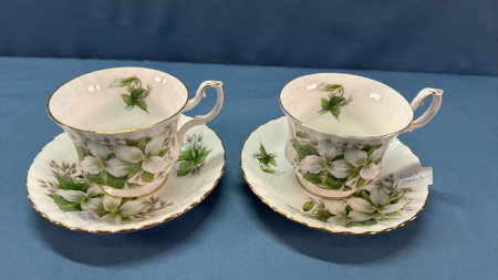 2 Royal Albert Cups & Saucers -Trillium Pattern