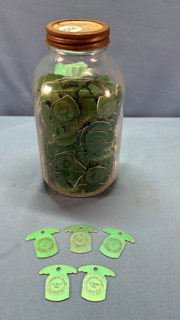 Jar Of Fairholme Dairy Metal Bottle Tags Clinton Ont.