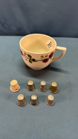 6 Metal Sewing Thimbles