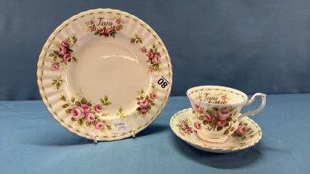 Royal Albert June Roses Cup, Saucer & Plate