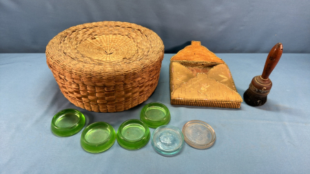 Woven Sewing Basket And Contents - See Notes