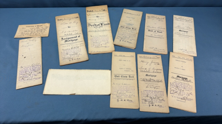 Qty Of Early 1900's Deeds, Mortgage Agreement Etc.