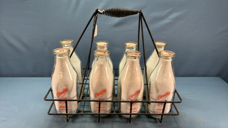 8 Bottle Carrier With 8 Christies Dairy SS Quarts